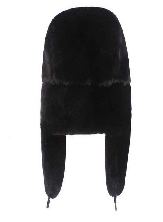 Brcus Women Russian Ushanka Trapper Pilot Aviator Cap Winter Windproof Ski Hat Black - Image 3